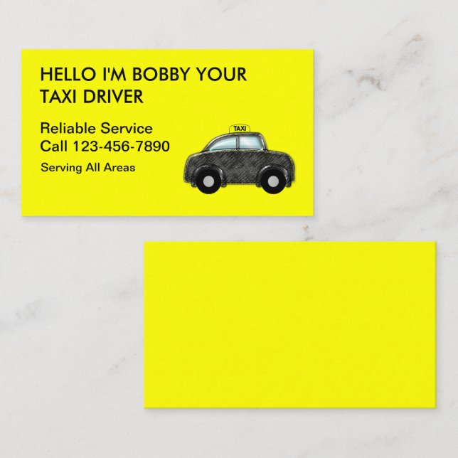 Enkla Taxikort Visitkort (Fram/baksida)