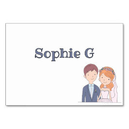 Enkla, tecknade make/makas vigselkort bordsnummer