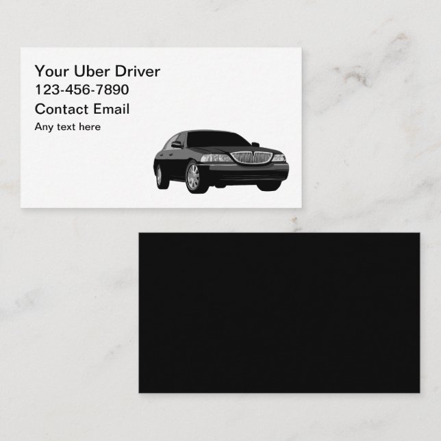 Enkla Uber-förare Redigerbara Affärskort Visitkort (Fram/baksida)