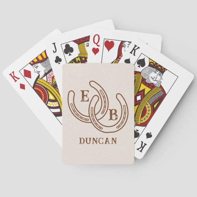 Enkla västerländska hästsko-monograminitialer bröl casinokort (Baksidan)