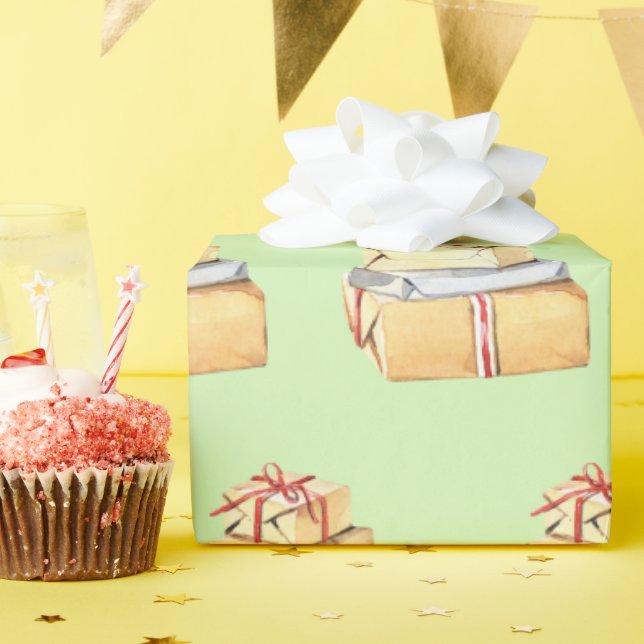 Enkla Vattenfärg Vinterpresentidéer Ljusgrön Presentpapper (Födelsedagsfest)