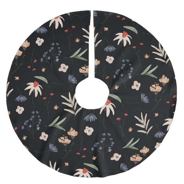 Enkla vattenfärger blommor 1 julgransmatta borstad polyester (Framsidan)