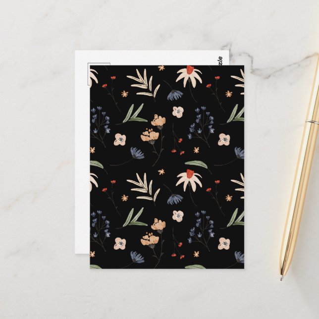 Enkla vattenfärger blommor 1 vykort (Fram/Back In Situ)