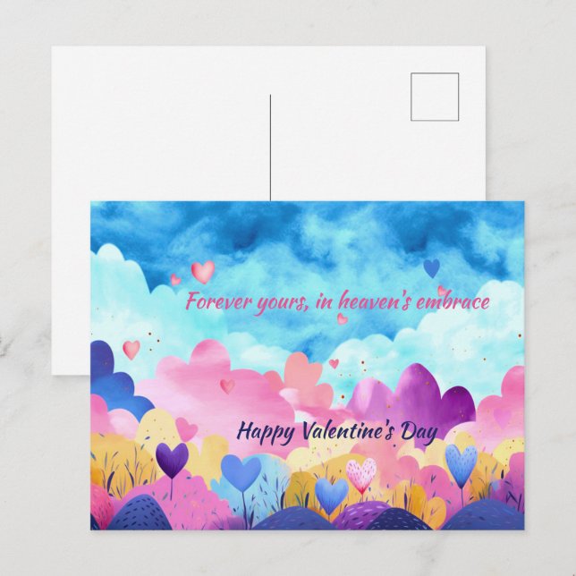 ENKLA VATTENFÄRGHJÄRTOR HAND PLOCKADE I TUNGA HELG VYKORT (Fram/baksida)