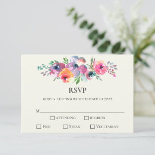 Enkla vattenfärgsblommor Modern Elegant bröllop OSA Kort