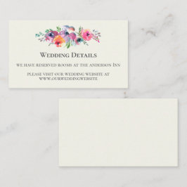 Enkla vattenfärgsblommor Modern Elegant bröllop Tilläggskort