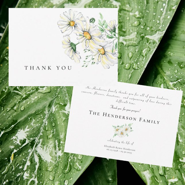 Enkla vattenfärgsDaisy Funeral Tack Kort (Skapare uppladdad)