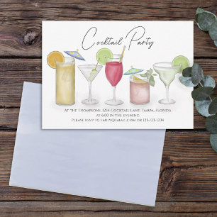 Enkla Vattenfärgskocktails Drycker Whimsical Kul Inbjudningar