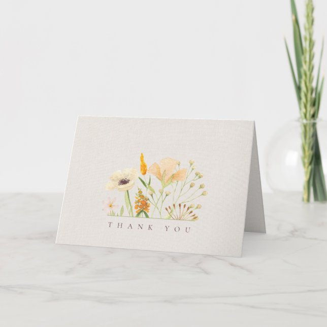 Enkla Vildblommor Bröllop Tacksamhetskort Meddelande (Framsida)