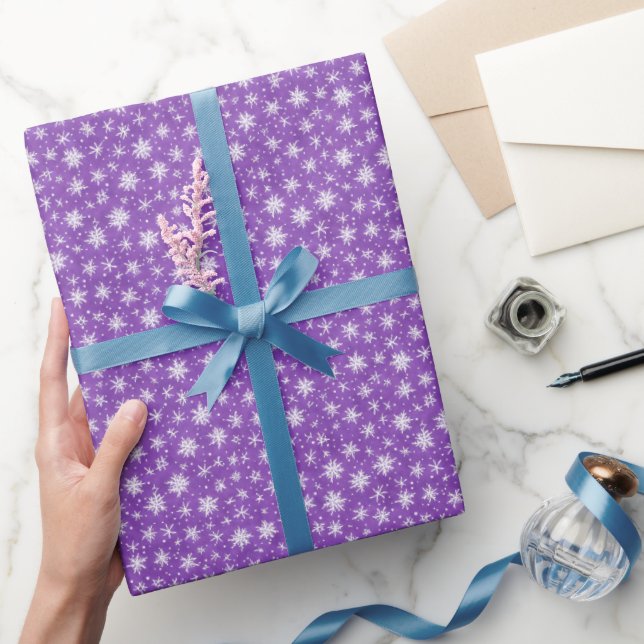 Enkla Violetta Vita Vintersnöflingor Akvarell Presentpapper (Gifting)