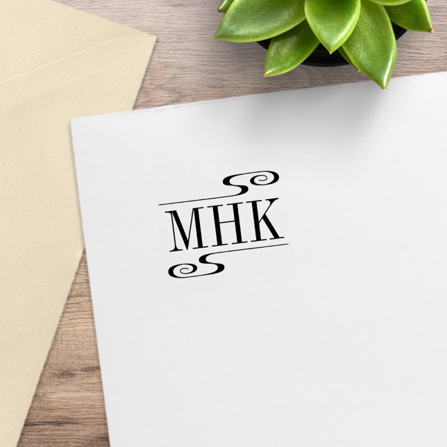 Enkla virvlar Monogram Initialer 1x1 Stämpel (Skapare uppladdad)