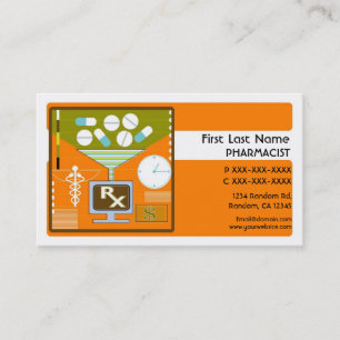 Enkla visitkortar för orange pharmacist visitkort