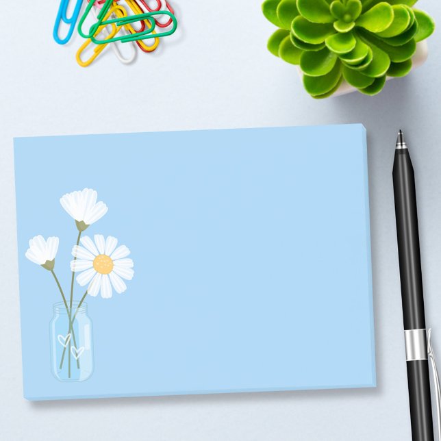 Enkla vita Daisy Mason Burk Hearts Bouquet Post-it Block (Skapare uppladdad)