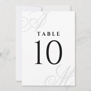 Enkla vita Eleganter Monogram-Bordsnummer