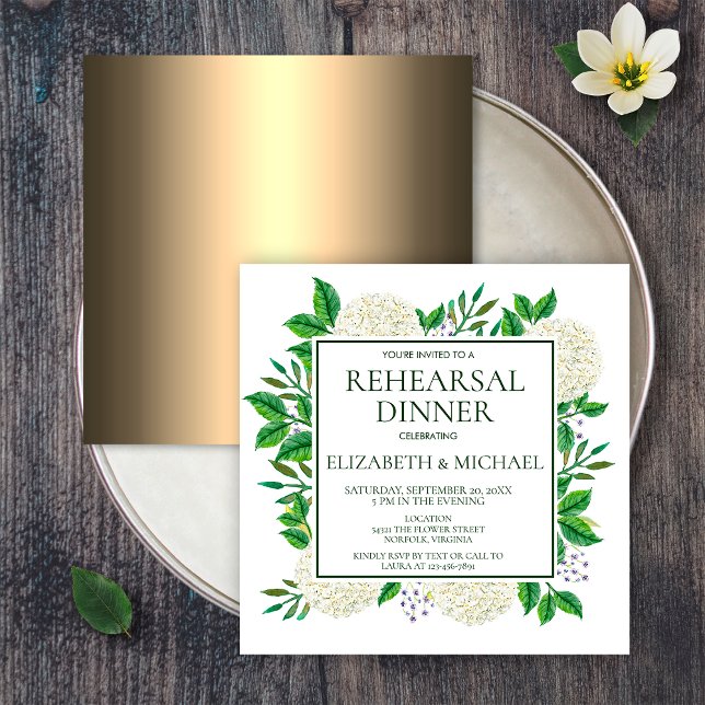 Enkla vita hydrangeor vattenfärg repetition Invit Inbjudningar (Skapare uppladdad)