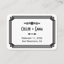 Enkla vita och svarta konsthandlingar i Bröllop-mo Placeringskort