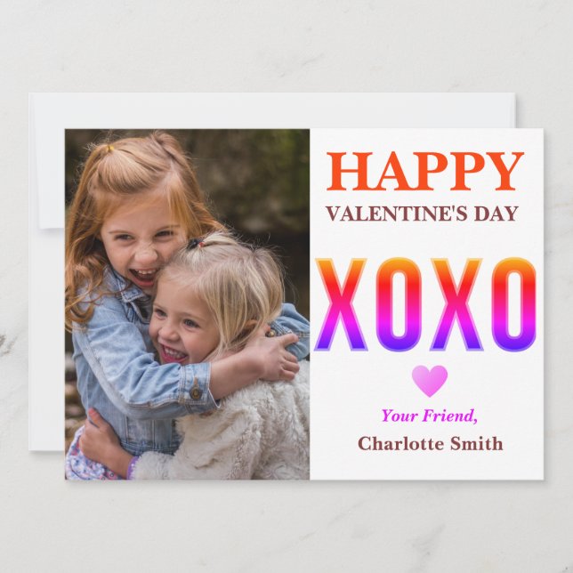Enkla Xoxo Kärlek foto klassrum valentiner  Julkort (Framsida)