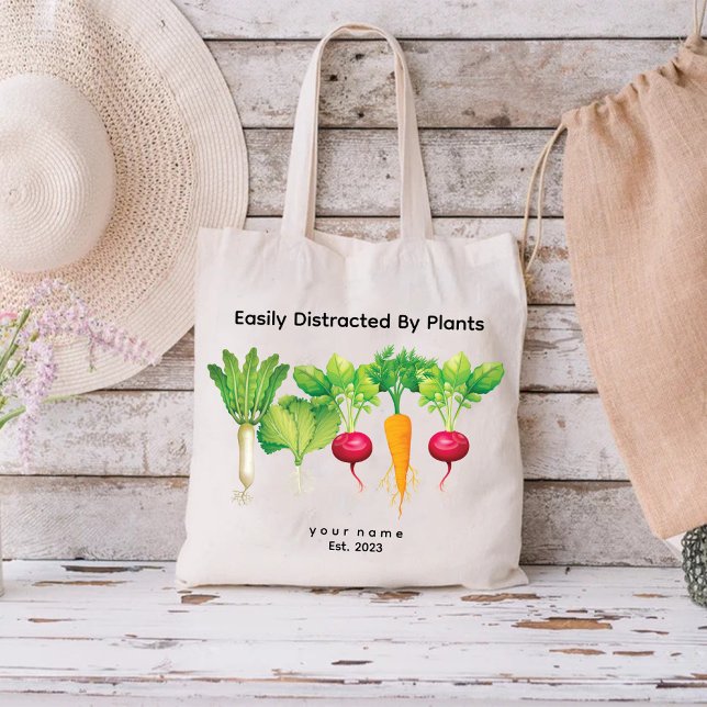 Enklare uppdelad efter växter/köksväxter med vatte tygkasse (Easily Distracted By Plants / Watercolor vegetable Tote Bag)