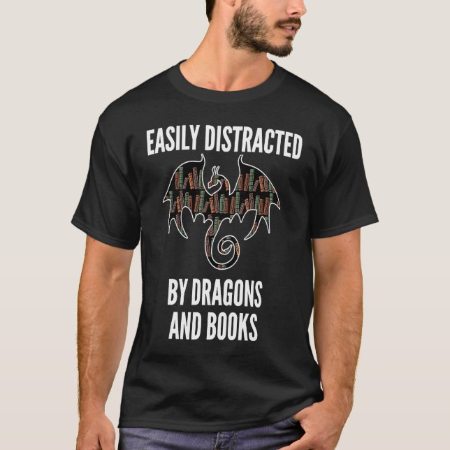 Enklare utspridd av Dragons och Bokar NERD Readin T Shirt (Framsida)