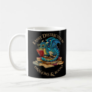Enklare utspridd av drakar och Bokar gåva Nerd d Kaffemugg