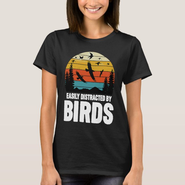 Enklare utspridd av fågelns Fågelskådning 4 T Shirt (Framsida)