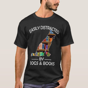Enklare utspridd av Hundar & Bokar tyska Shepherd T Shirt