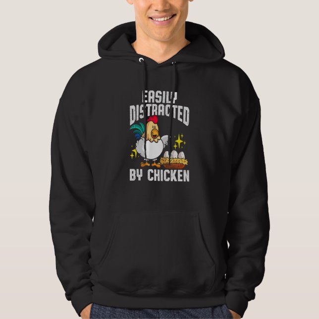 Enklare utspridd av kycklingar av fjäderfä långt b hoodie (Framsida)