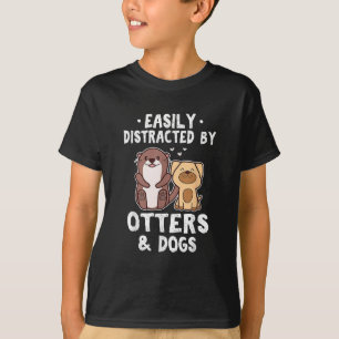 Enklare utspridd av otters och Hundar Lustigt cute T Shirt