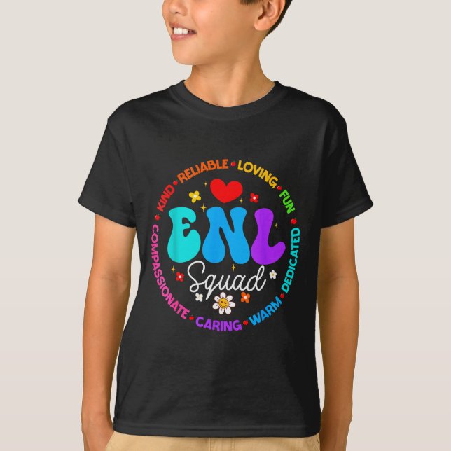 Enl Squad Teacher Squad English New Language Crew  T Shirt (Framsida)