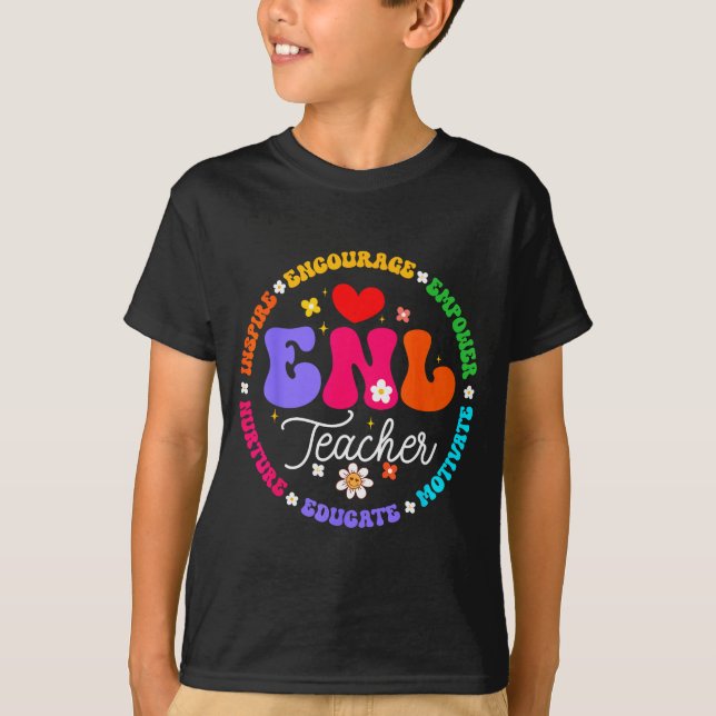 Enl Teacher Squad English New Language Squad Crew  T Shirt (Framsida)