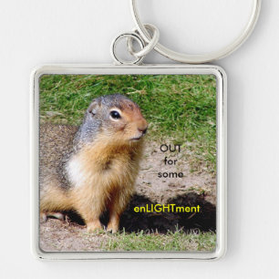 Enlightment/gulliga Groundhog Keychain Fyrkantig Silverfärgad Nyckelring