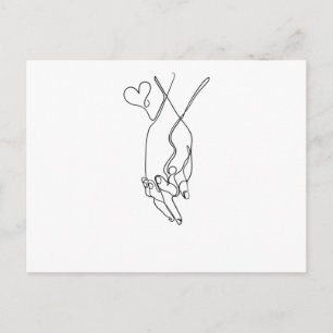 Enlinjeteckning Hålla handen Single Art Vykort