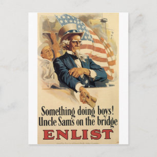 "Enlist" Gamla amerikanska militära Poster ca 1917 Vykort