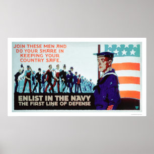 Enlist marinen, 1st fodrar av försvar (US02160) Poster