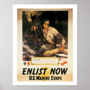 Enlist Now - US Marine Corps Poster