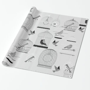 Enmonoton grått aviary bircage bird presentpapper