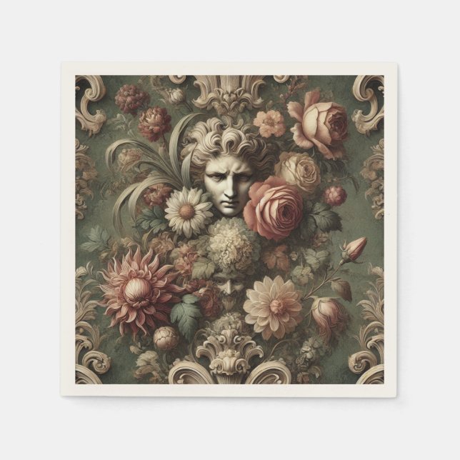 Ennui Elegance - Gothic Baroque-Blommönstret Pappersservett (Framsidan)