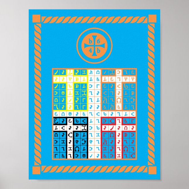 Enochian Vatten Elemental Tablet på Canvas Poster (Framsidan)