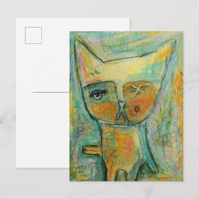 Enögd katt vykort (Fram/baksida)