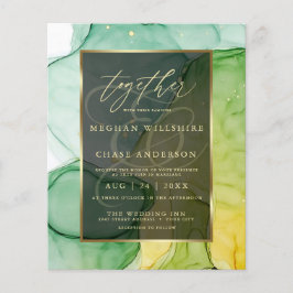 Enorerande Gröntar och guld i flytande Abstrakt Bl