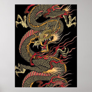Enorm asiatisk drakeaffisch poster