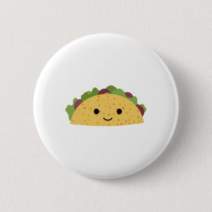 Enorm gullig tecknad Kawaii som ler tacoen Knapp