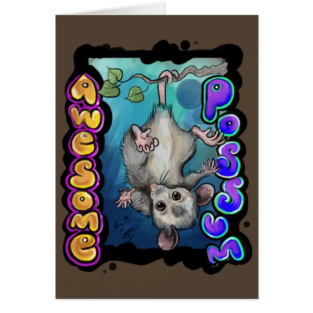 Enorm pungråtta! hälsningskort (Framsidan)