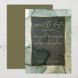 Enorm Rik Gröntar Flytande Abstrakt Bläck Inbjudningar