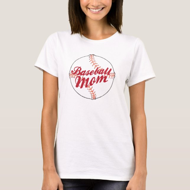 Enorm T-tröja för boll för baseballmammabaseball Tee Shirt (Framsida)