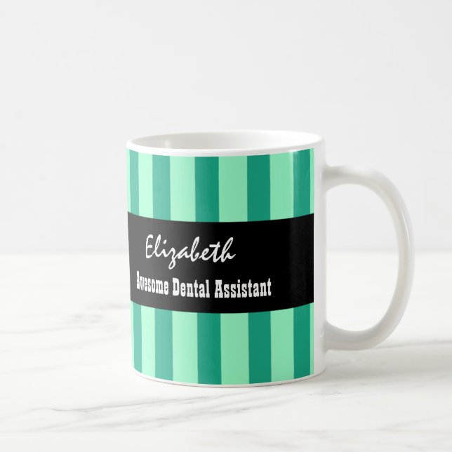 Enorm tand- assistentGRÖNT görar randig V02 Kaffemugg (Höger)