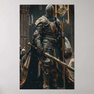 Enorma Knight Towering over Castle - Fantasy Pos Poster
