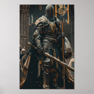Enorma Knight Towering over Castle - Fantasy Pos Poster