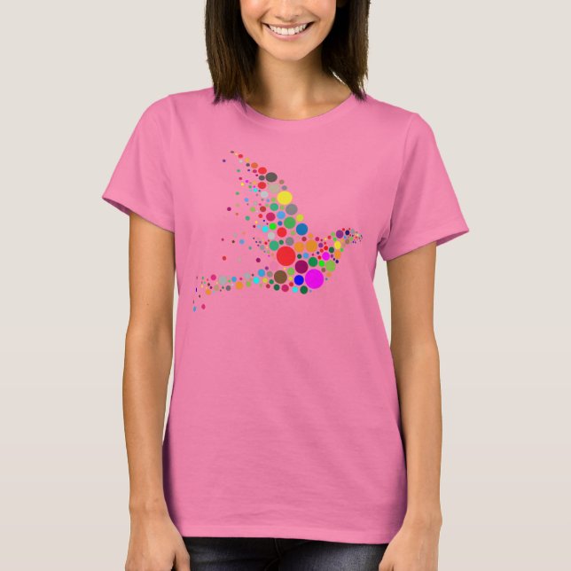 Enorma kvinna Flowy cirklar bästa Tee Shirt (Framsida)