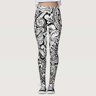 Enorma svartvita Paisley Leggings